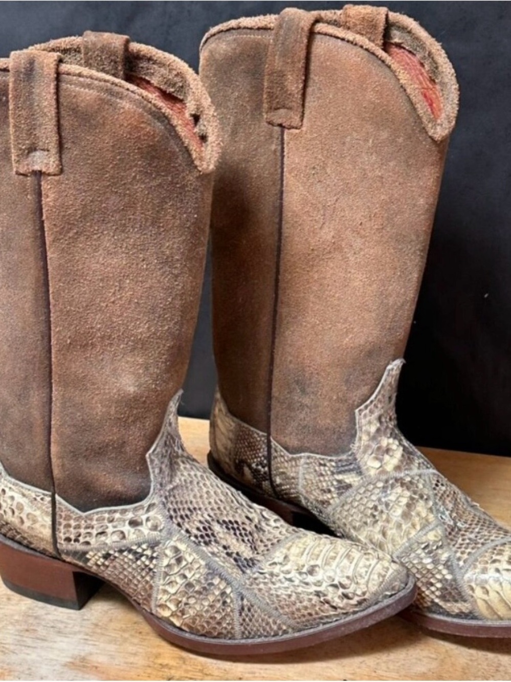 Dan Post Genuine Python Skin Western Boots Size 9
